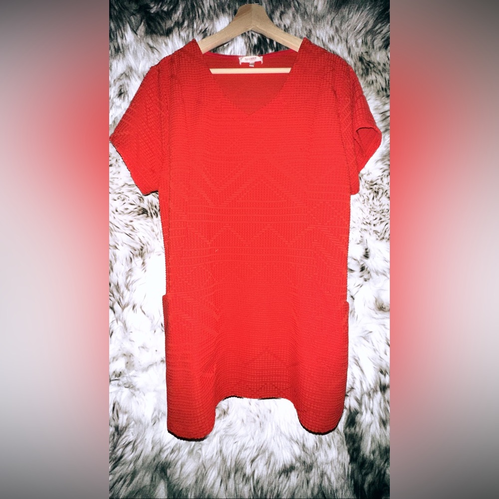 VINTAGE Red Mini Shift Dress with Pockets